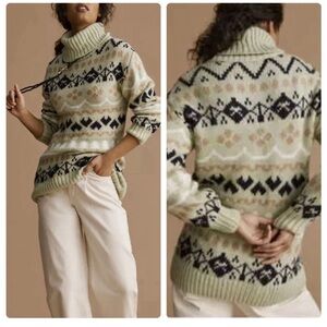 Anthropologie Fair Isle Turtleneck Sweater